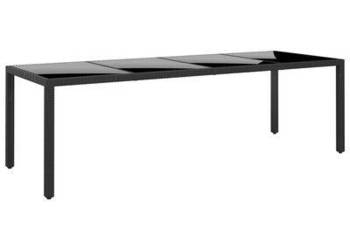 vidaXL Stół ogrodowy, 250x100x75 cm, szkło i rattan PE, czarny(SKU:316725)