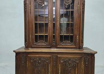 Stara dębowa witryna Ludwikowska Biblioteczka