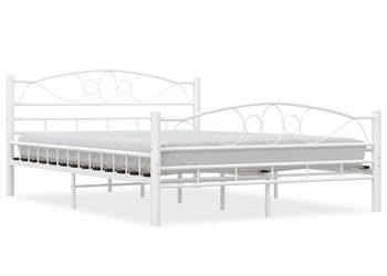 Łóżko Metalowe Białe Rama Łóżka Ze Stelażem Biała 140 x 200 cm WM-285303