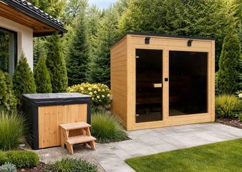 SAUNA OGRODOWA CUBE LUX z wanną do schładzania