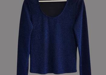 Damska elegancka bluzka granatowa brokatowa z długim rękawem Reserved 40/L