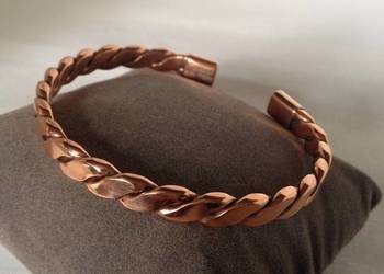 Bransoletka Miedziana – dł. wew. 18cm, szer. 7mm - Splot Spiralny