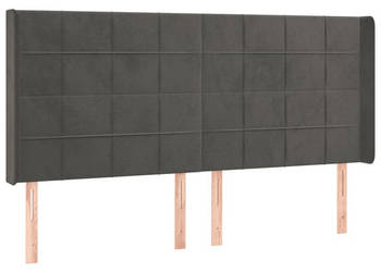 Zagłówek do łóżka z LED ciemnoszary 203x16x118/128cm aksamit WM-3124115