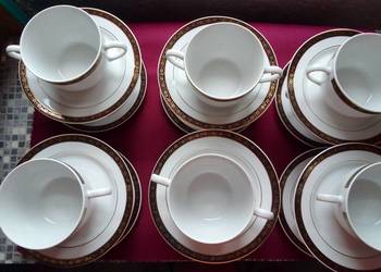 Bulionówki-barszczówki z talerzykami, Porcelana, 12 osób, 250ml