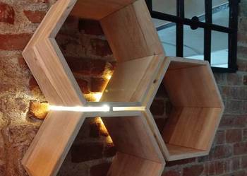 Półka dębowa heksagon