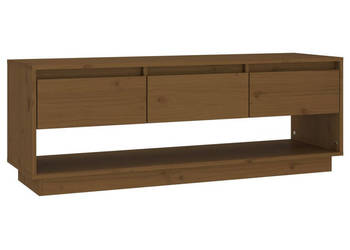 Szafka pod TV miodowy brąz 1105x34x40 cm lite drewno sosnowe WM-813847