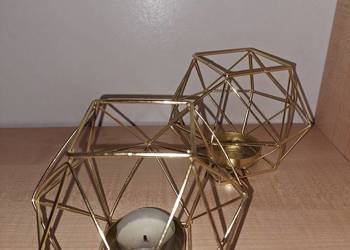 Świeczniki Złote Geometryczne - 2 sztuki