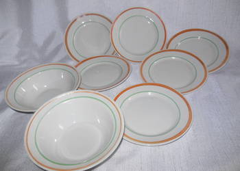 Talerzyki deserowe 6 szt. i 2 miseczki Łomonosow PRL