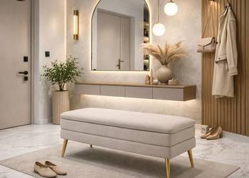 Ławka Tapicerowana ze Schowkiem Beżowa – GG-1 | Edite Meble