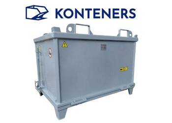 Kontener z otwieranym dnem 1000 L na widły, pojemnik metalowy