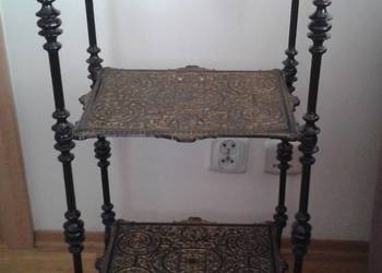 Etażerka, stolik zdobiony ciężki czarno/złoty