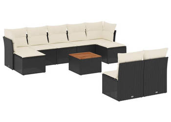 10-cz. zestaw wypoczynkowy do ogrodu poduszki czarny rattan PE WM-3223858