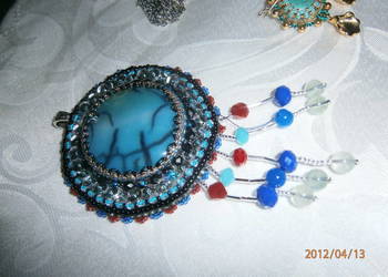 Wisior agat smoczy beading cekiny