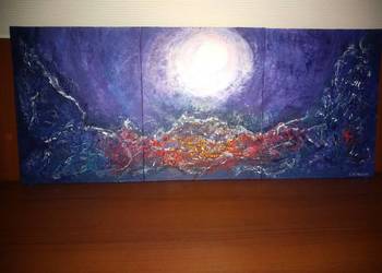 Obraz akrylowy abstrakcja tryptyk na płótnie 3x 24x30cm Obraz strukturalny