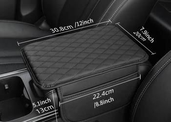 Poduszka na podłokietnik samochodowy skórzana pikowana z kieszeniami