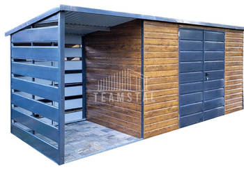 Schowek - Domek ogrodowy 4x2m + Wiata 1,5m Drewnopodobny TS639