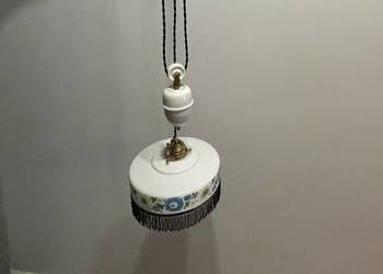 Stara lampa wisząca kuchenna z przeciwwagą porcelanową żarówka E27
