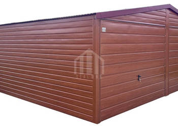 Garaż blaszany 6x5m - 2x brama uchylna - drewnopodobny SO125