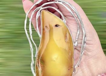 WYPRZEDAŻ Wisior srebro 925 bursztyn bałtycki rękodzieło unikat