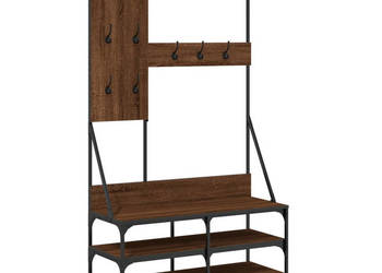 Wieszak na ubrania z miejscem na buty brązowy dąb 100x40x184 cm WM-837856