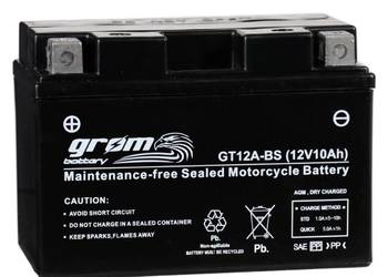 Akumulator 12V 10Ah 180A motocyklowy GROM GT12A-BS YT12A-BS