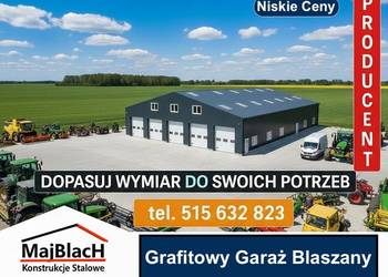 A146-DUŻY Grafitowy GARAŻ BLASZANY Dwuspadowy | Hala  - Maj-Blach
