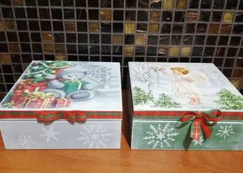 Świąteczne pudełko aniołek miś sarenki handmade