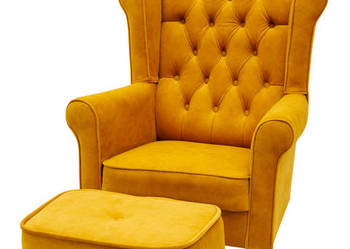 Fotel Glamour + Podnóżek Złoty