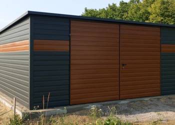Garaż jednospadowy 4x5 grafit pasek drewnopodobny PRODUCENT