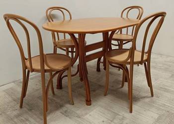 stół stolik model Thonet z krzesłami do kuchni salonu rattan