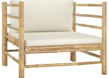 Sofa ogrodowa śmietankowe poduszki bambus WM-313148