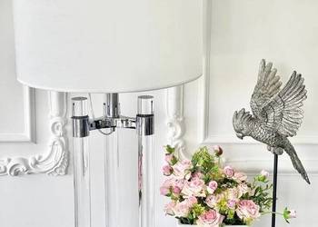 Lampa stołowa glamour, nowoczesna, designerska art deco srebrna