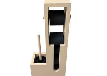 Stojak na papier toaletowy uchwyt pojemnik szczotka WC drewno 3w1 Kolory