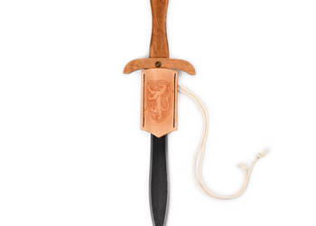 Malowany Miecz Drewniany i Skórzany Pendant | Drewno Skóra | 50 cm | Rycerz