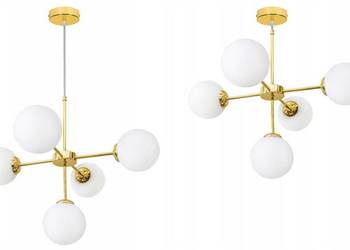 LAMPA WISZĄCA SUFITOWA ŻYRANDOL NOWOCZESNA ZŁOTA KULE 5 kul