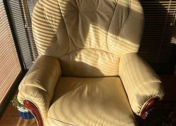 Fotel 100% skóry bawolej DAPHNE - Kolor: beżowy