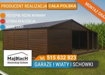 Drewnopodobny Garaż Blaszany z zadaszeniem Orzech - Garaże  -Maj-Blach