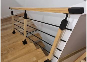BALUSTRADA Systemowa Drewno + Stal - Wzór Przekrój Kwadrat