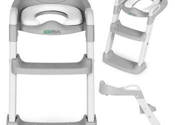 Nakładka na toaletę dla dzieci ze schodkami i drabinką szara ECOTOYS