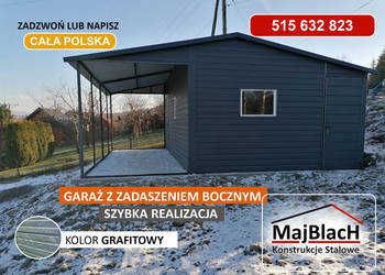 Mały Grafitowy Garaż Blaszany | Schowek Ogrodowy | Wiatka  -Maj-Blach