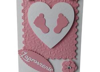 Zaproszenia Chrzest Stopki W Sercu C6 Róż