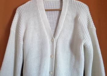 Sweter damski patentowy rozpinany biały XL