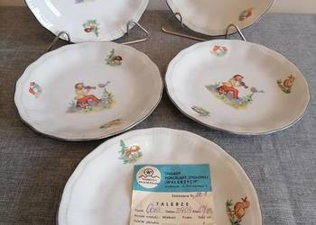 Pięć talerzy Dziecięcych krasnal PRL