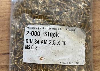 2,5x10 mosiądz wkret do metalu z łbem walcowym DIN 84