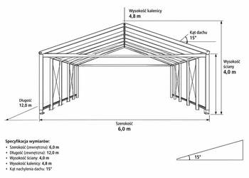 Wiata konstrukcja 12 x 6 x 4