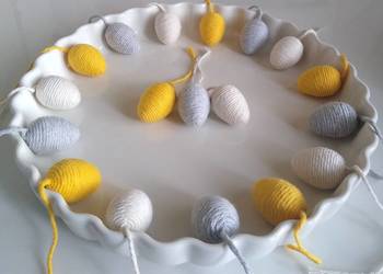 Jajko Jajeczka styropianowe 18 sztuk sznurek bawełniany handmade