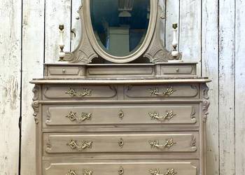 Komoda z uchylnym lustrem kremowa LUDWIK XV Francja 1926 r. Antyk