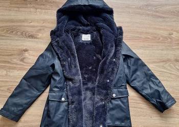 Zara Kids gumowa parka futerko zimowe ciepłe 10 140cm misiu Navy