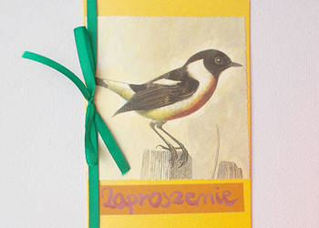 retro zaproszenia, oryginalne zaproszenia, ptaszek zaproszen