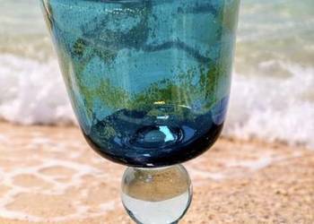 Mdina Glass*kielich szklany * sygnowany * Michael Harris „Blue Summer”